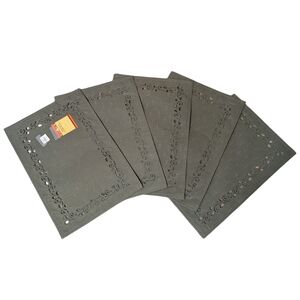 New VTG Set Of 5 Olive Green* Leaf Scroll Edge Cutwork Polyester Linen Placemats